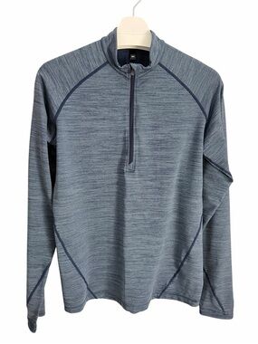 MEC Blue Heather Active Base Layer 1/2 Zip Stretch Pullover men's size S